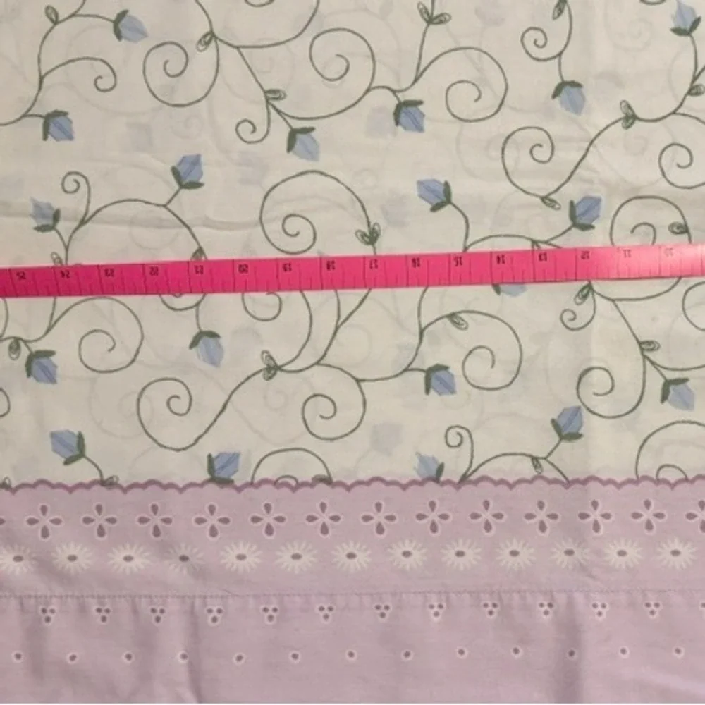 Vintage Twin Sized Sheet Set Purple border vine print Dan‎ River